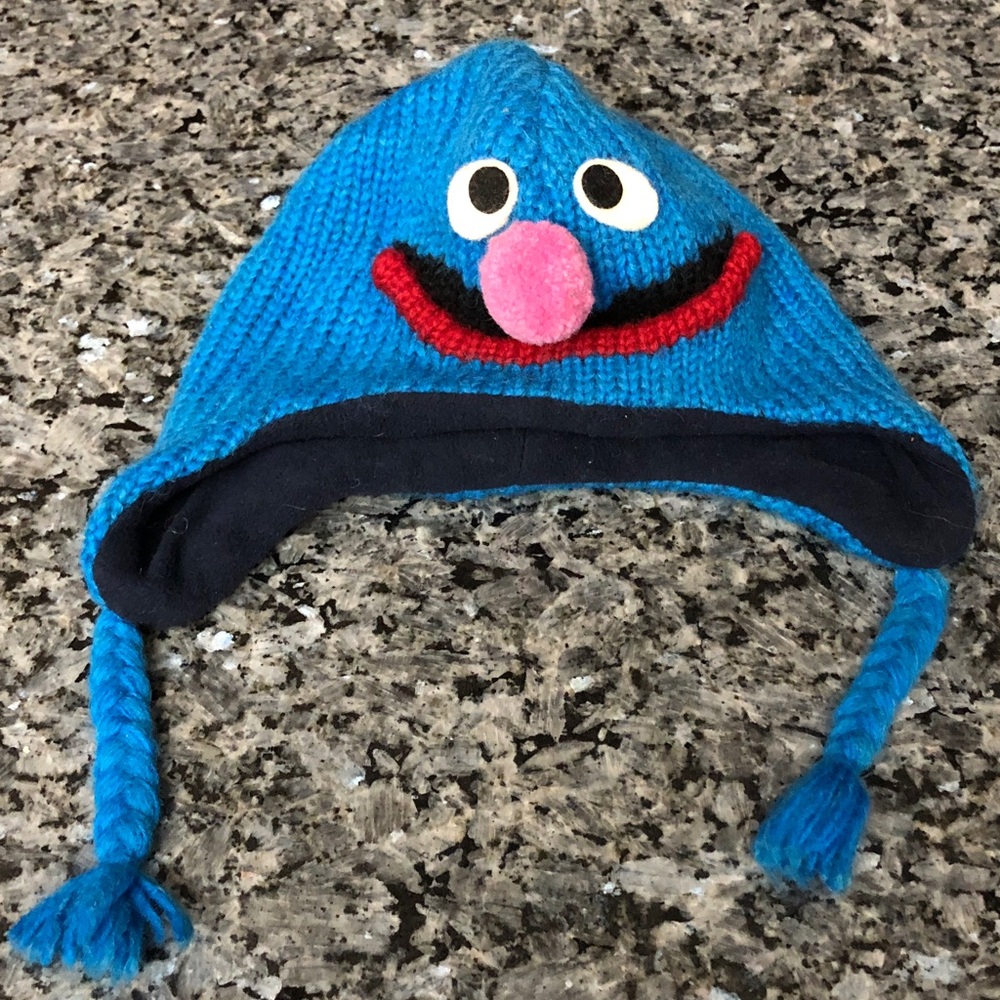 Rare Vintage Kids deLux Knitwits Grover Sesame Street Wool Knit Hat